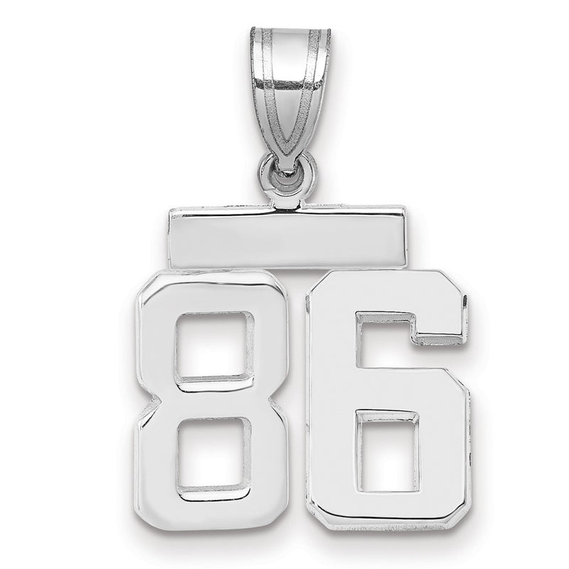 14k White Goldw Small Polished Number 86 Charm