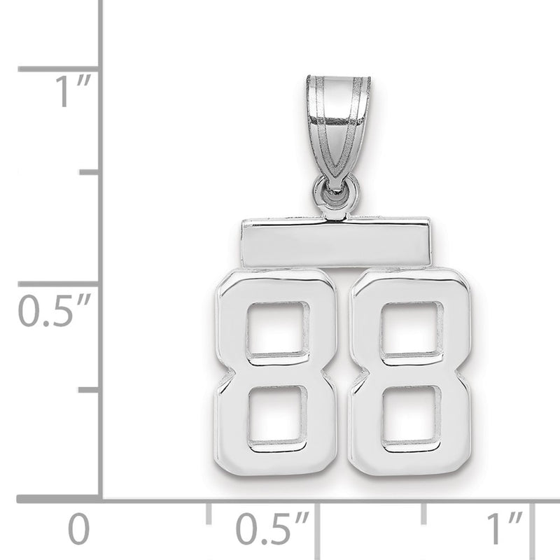 14k White Goldw Small Polished Number 88 Charm