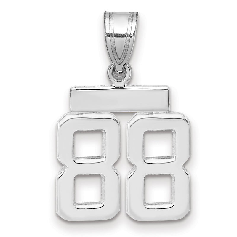 14k White Goldw Small Polished Number 88 Charm