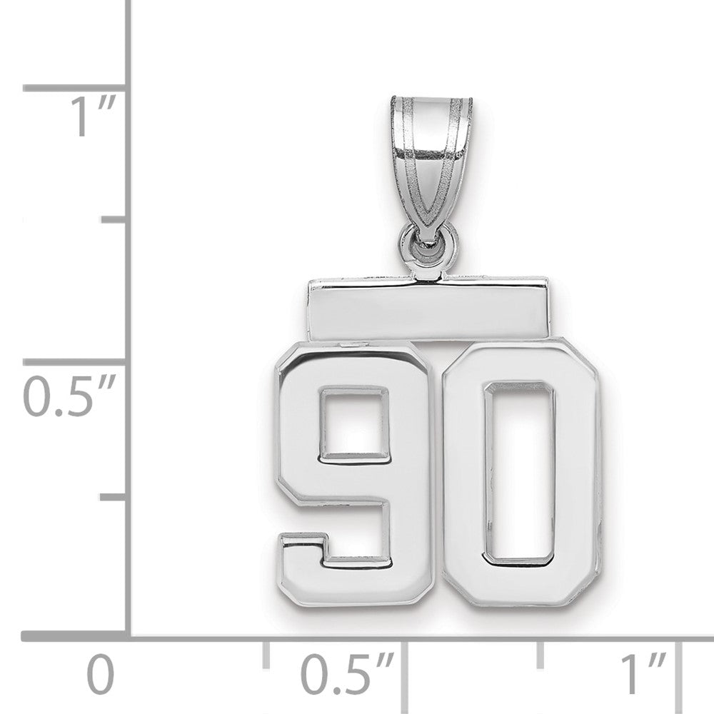 14k White Goldw Small Polished Number 90 Charm