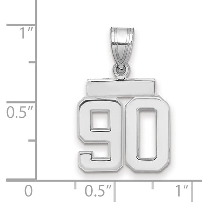 14k White Goldw Small Polished Number 90 Charm