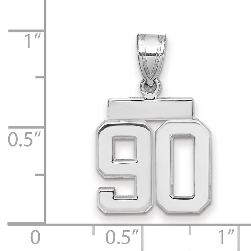14k White Goldw Small Polished Number 90 Charm
