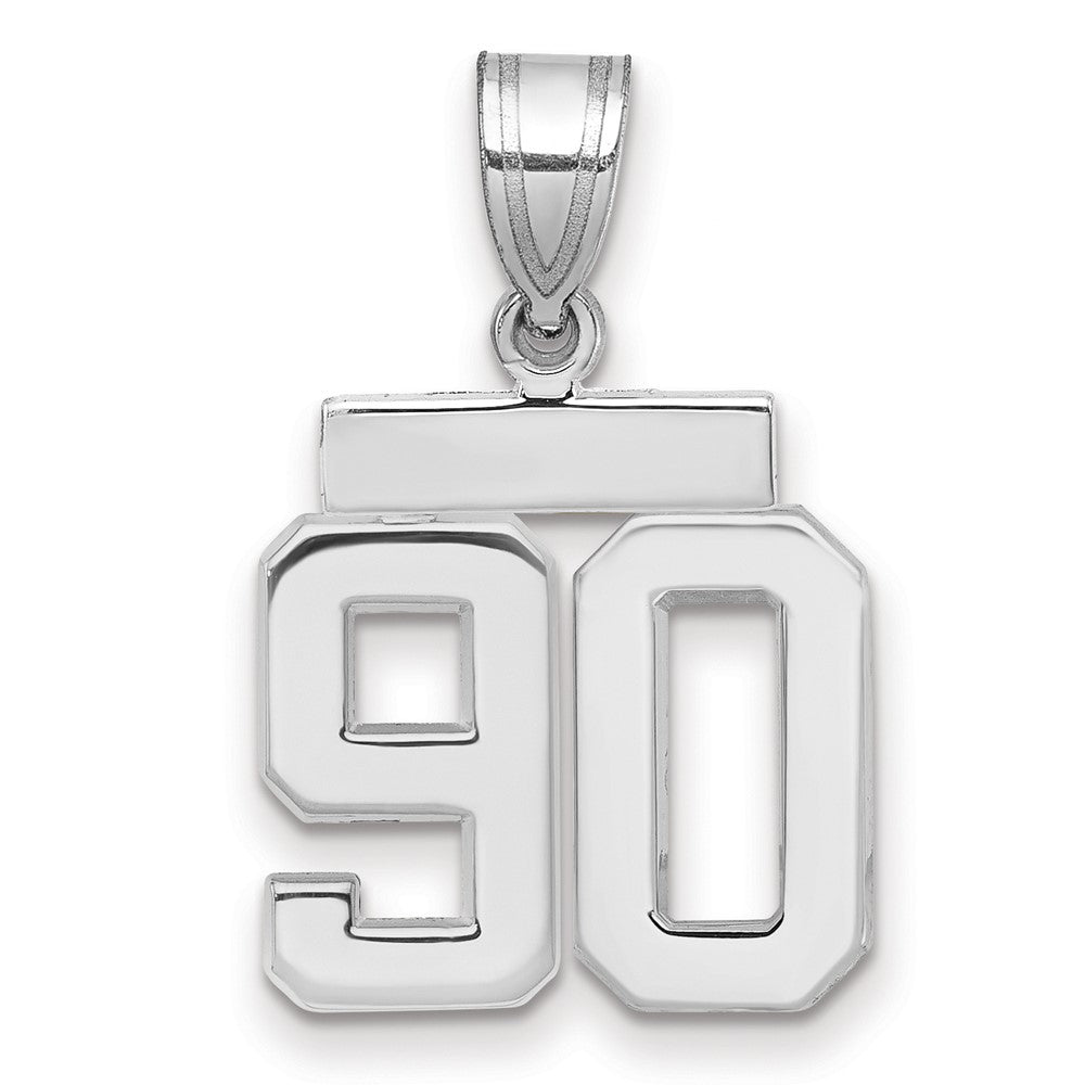 14k White Goldw Small Polished Number 90 Charm
