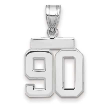 14k White Goldw Small Polished Number 90 Charm