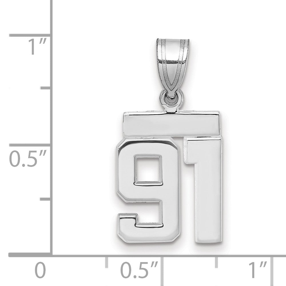 14k White Goldw Small Polished Number 91 Charm