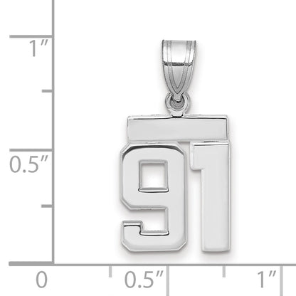 14k White Goldw Small Polished Number 91 Charm