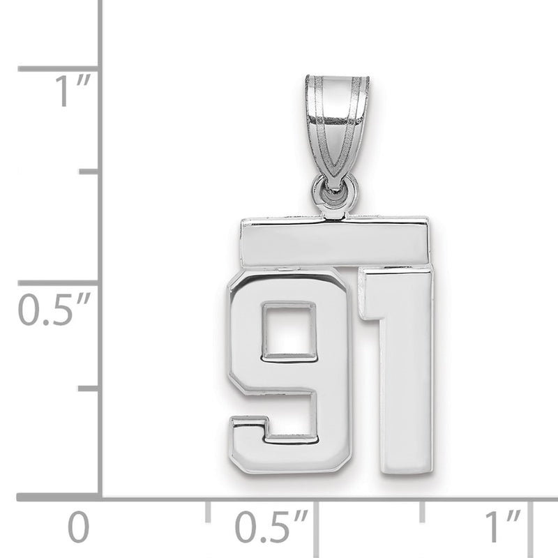 14k White Goldw Small Polished Number 91 Charm