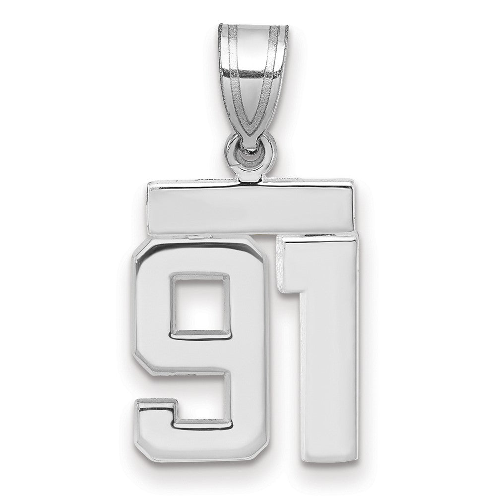 14k White Goldw Small Polished Number 91 Charm