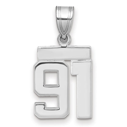 14k White Goldw Small Polished Number 91 Charm