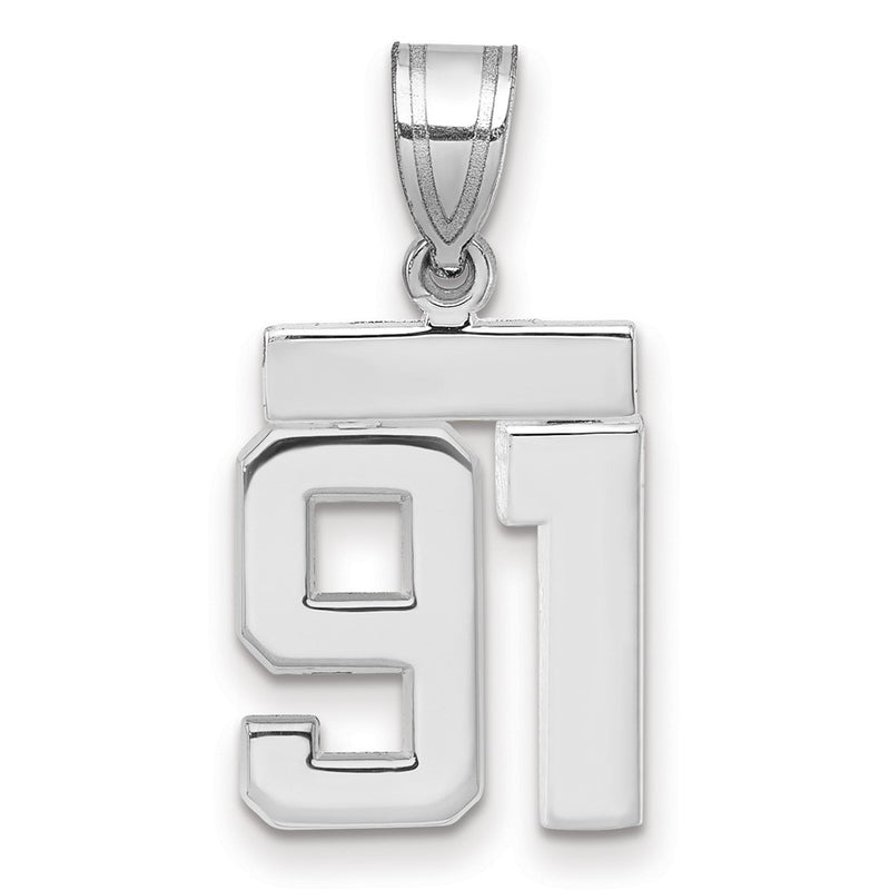 14k White Goldw Small Polished Number 91 Charm