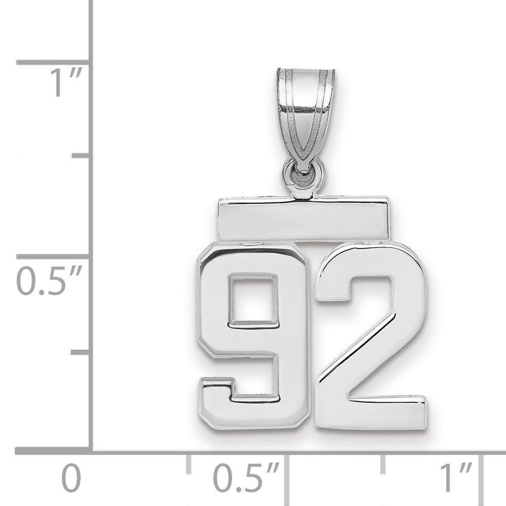 14k White Goldw Small Polished Number 92 Charm