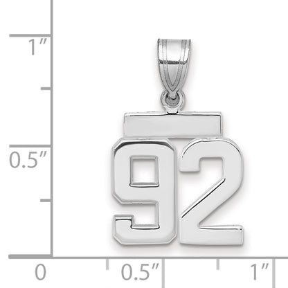 14k White Goldw Small Polished Number 92 Charm