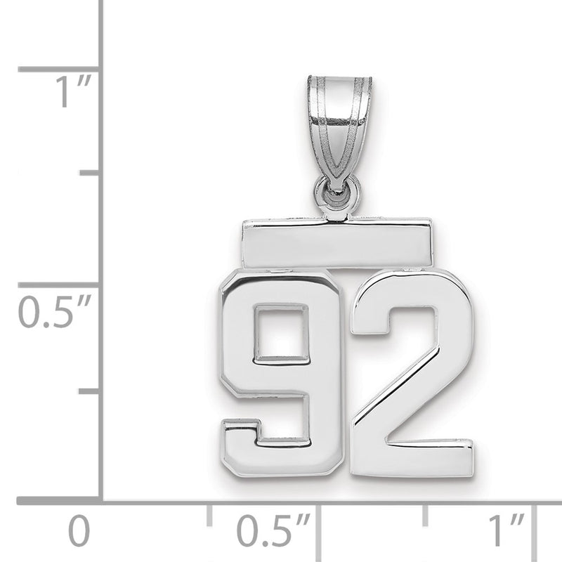 14k White Goldw Small Polished Number 92 Charm