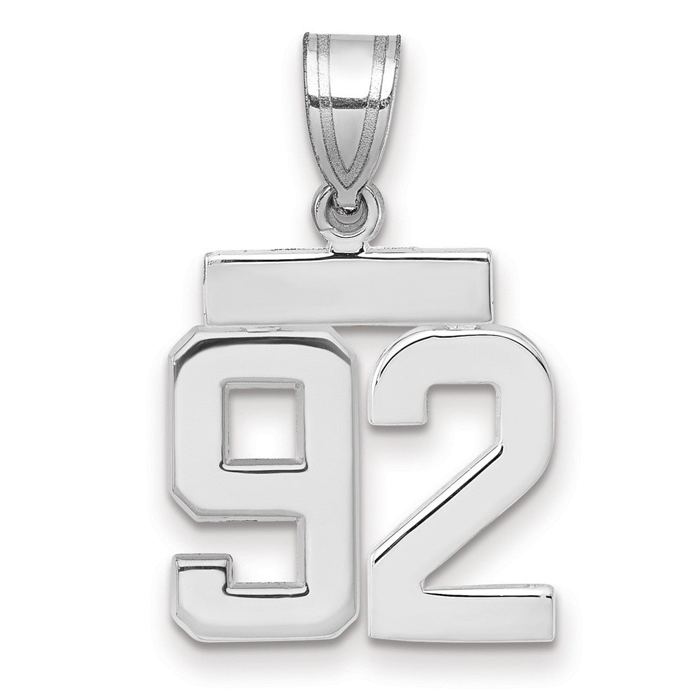 14k White Goldw Small Polished Number 92 Charm