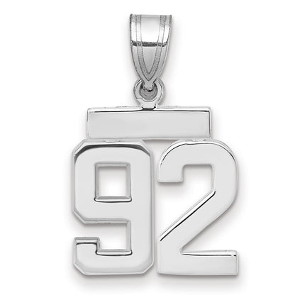 14k White Goldw Small Polished Number 92 Charm