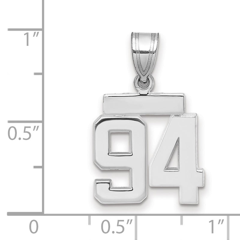 14k White Goldw Small Polished Number 94 Charm