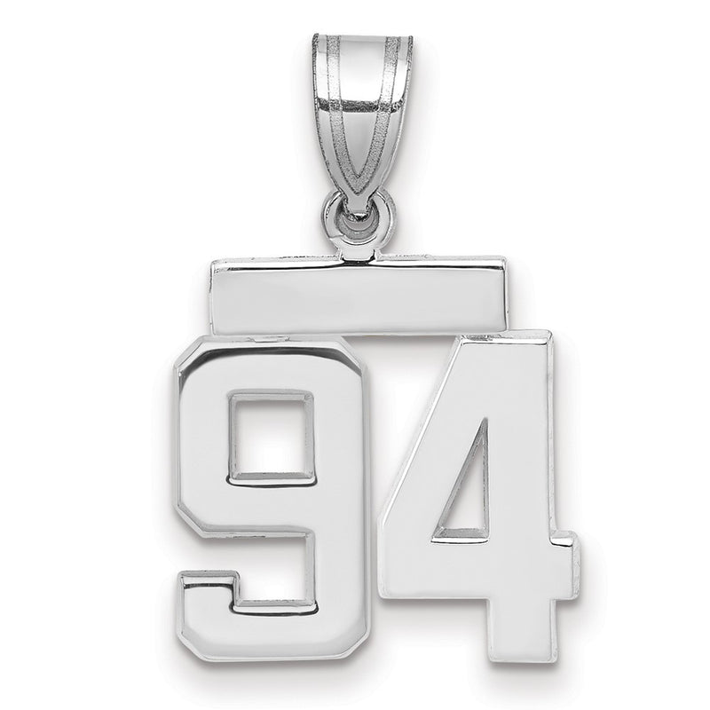 14k White Goldw Small Polished Number 94 Charm