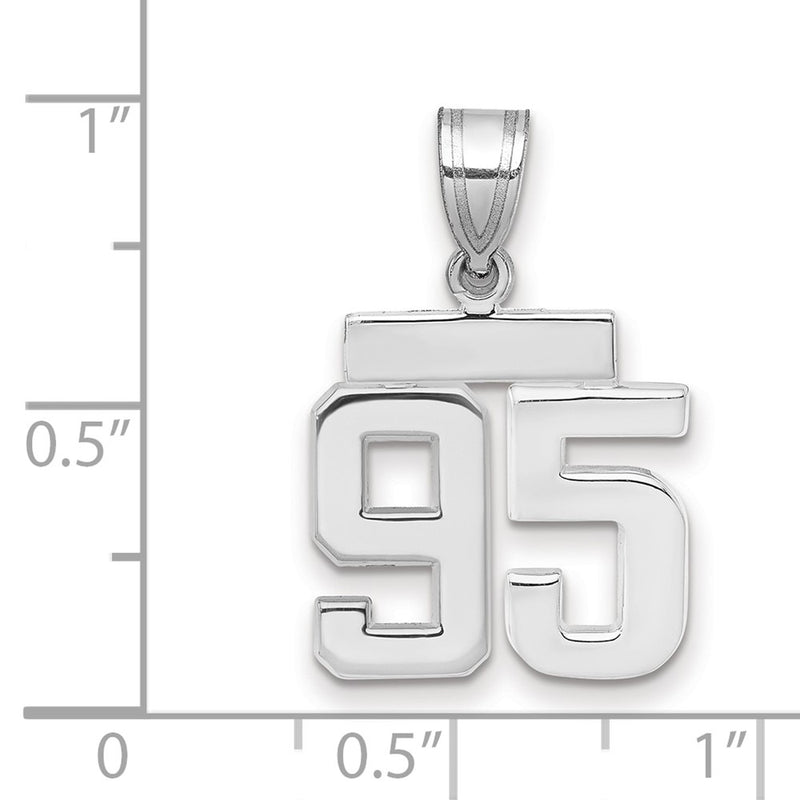 14k White Goldw Small Polished Number 95 Charm