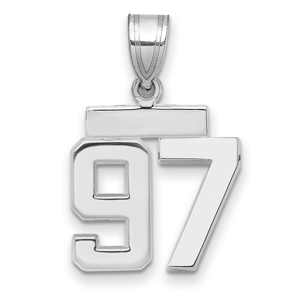 14k White Goldw Small Polished Number 97 Charm
