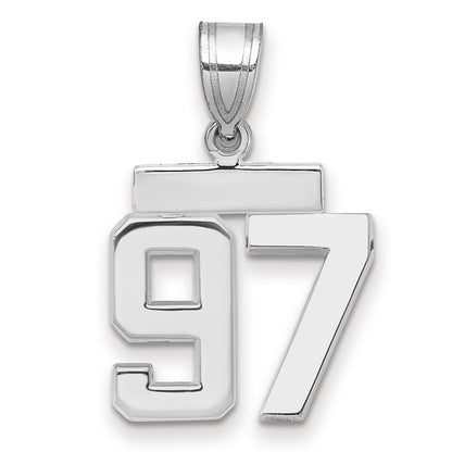 14k White Goldw Small Polished Number 97 Charm