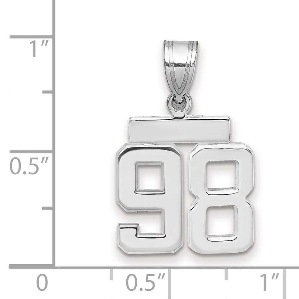 14k White Goldw Small Polished Number 98 Charm