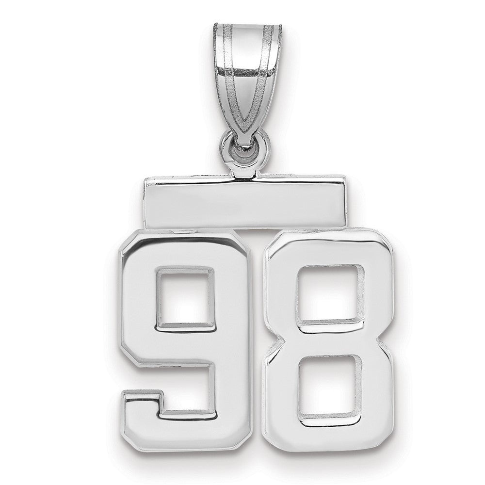 14k White Goldw Small Polished Number 98 Charm