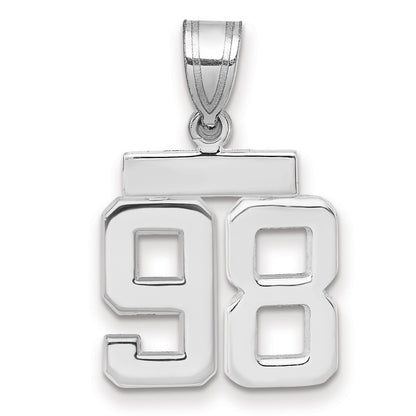 14k White Goldw Small Polished Number 98 Charm
