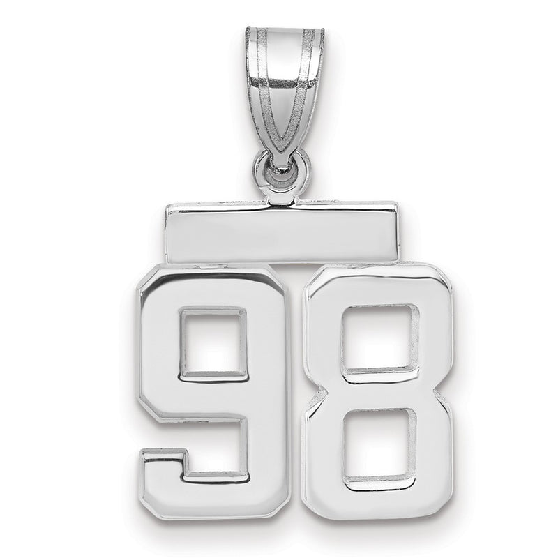 14k White Goldw Small Polished Number 98 Charm
