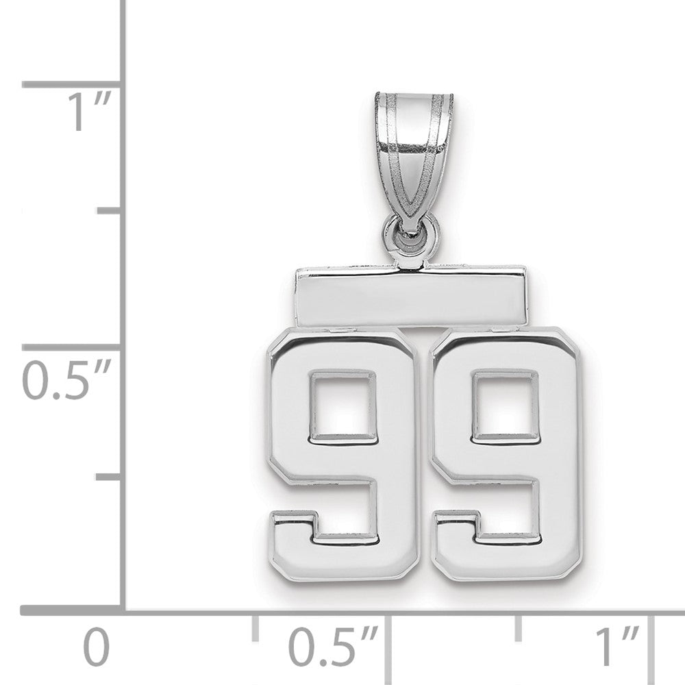 14k White Goldw Small Polished Number 99 Charm