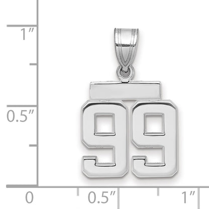 14k White Goldw Small Polished Number 99 Charm