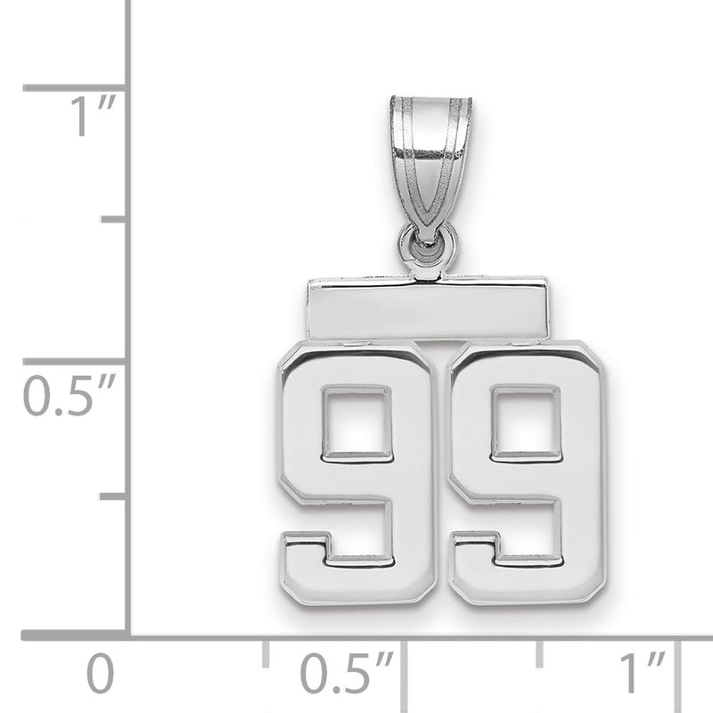 14k White Goldw Small Polished Number 99 Charm