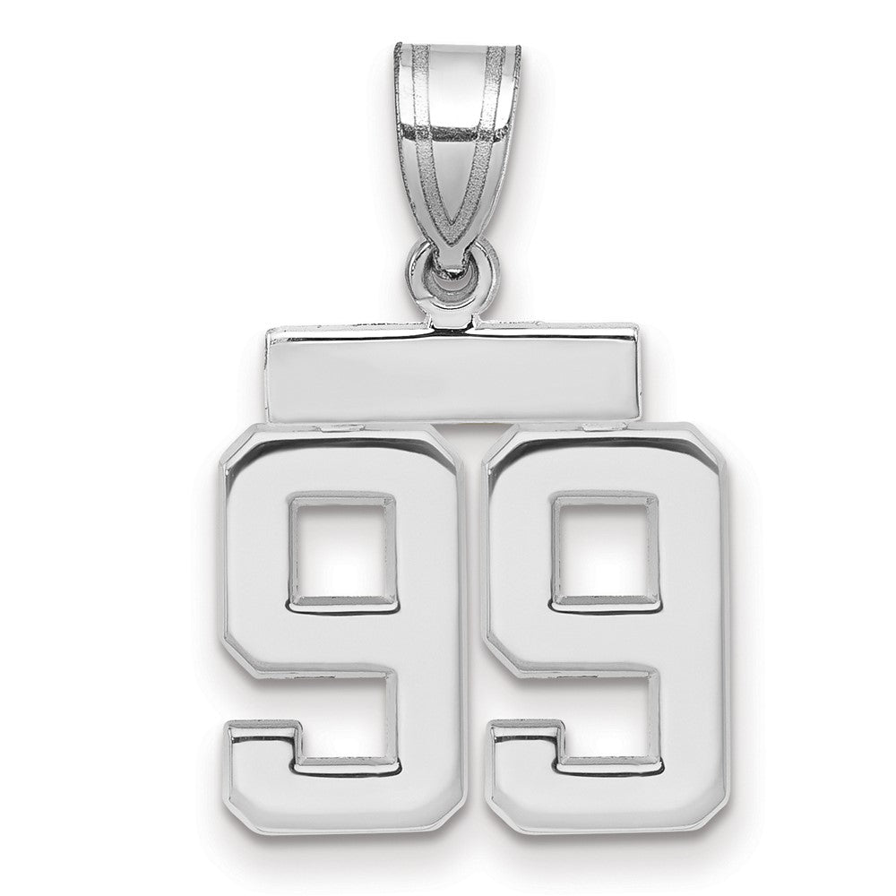 14k White Goldw Small Polished Number 99 Charm