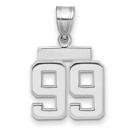 14k White Goldw Small Polished Number 99 Charm