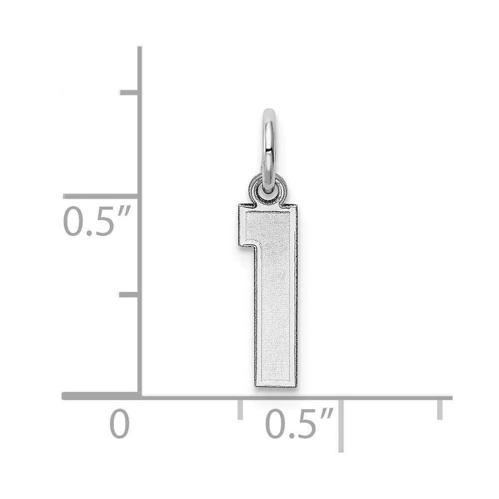 14k White Gold 14kw Small Satin Number 1 Charm