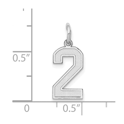 14k White Gold 14kw Small Satin Number 2 Charm