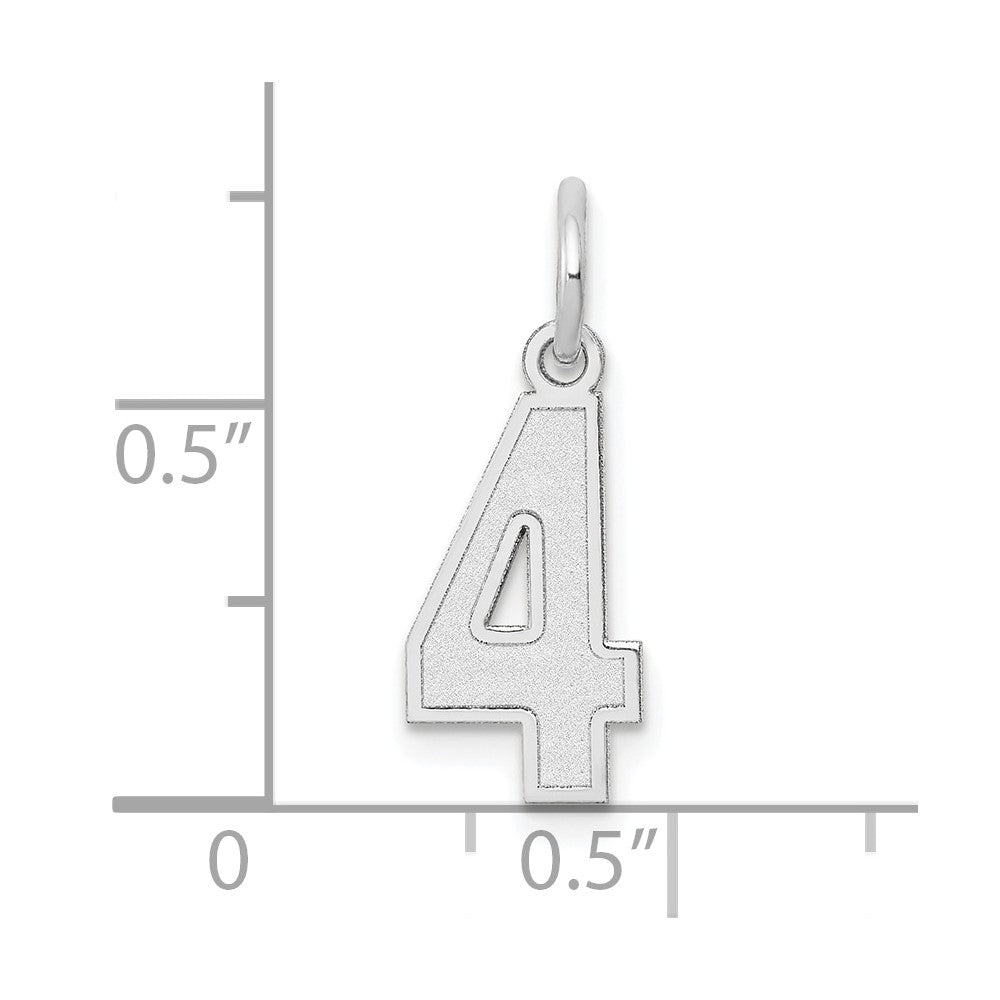 14k White Gold 14kw Small Satin Number 4 Charm