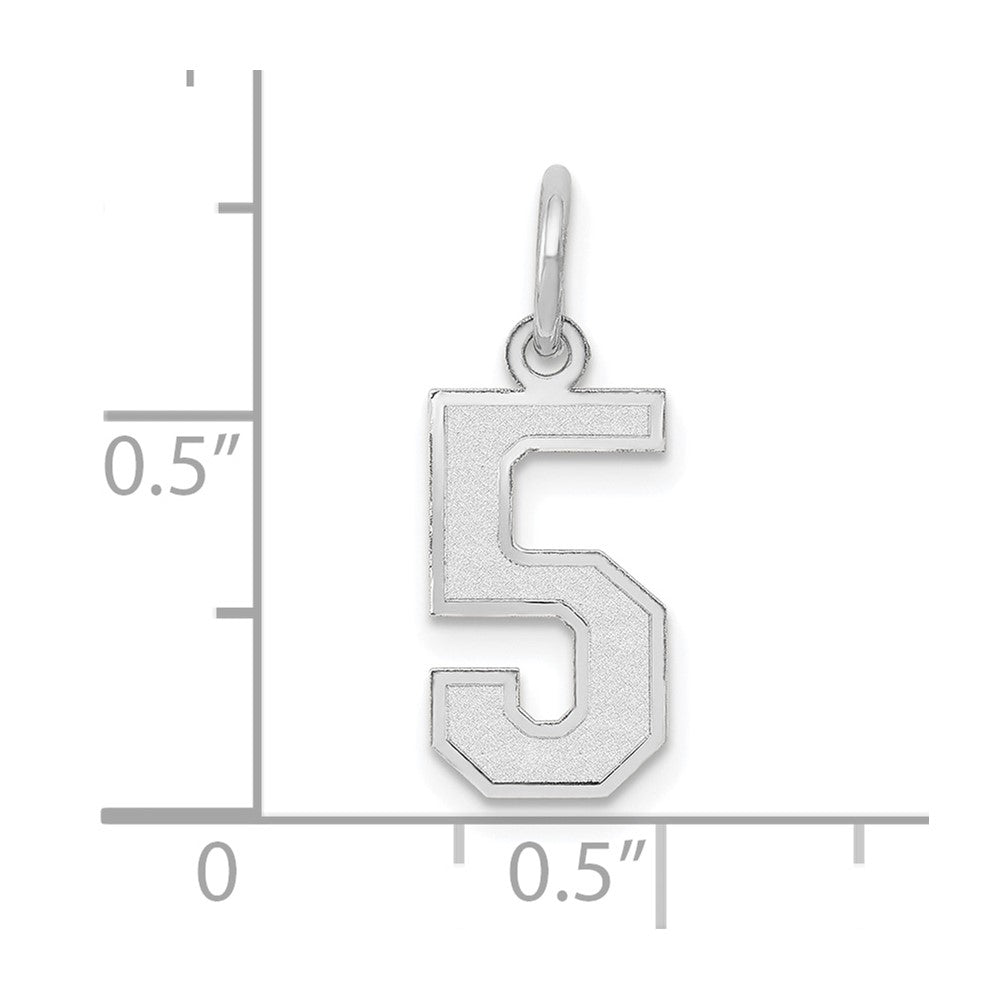 14k White Gold 14kw Small Satin Number 5 Charm