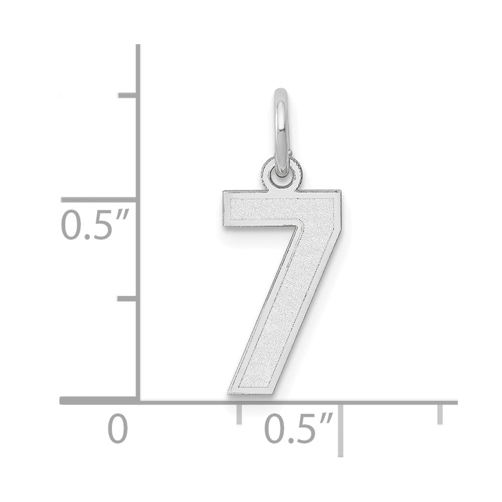 14k White Gold 14kw Small Satin Number 7 Charm