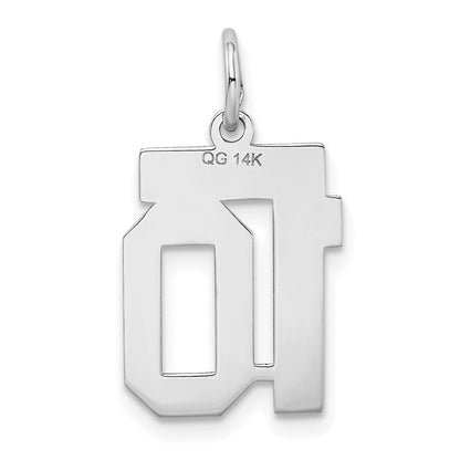 14k White Goldw Small Satin Number 10 Charm