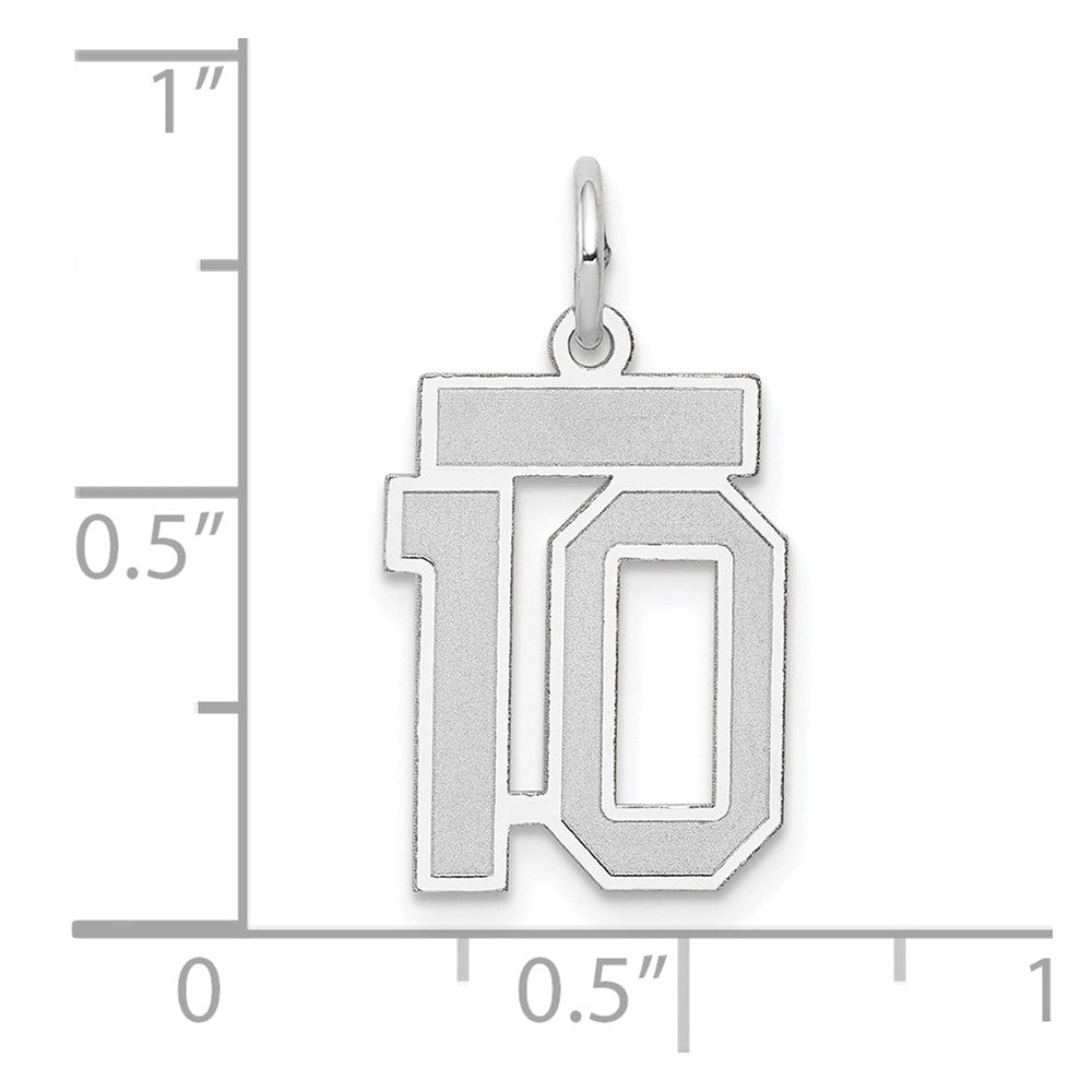 14k White Goldw Small Satin Number 10 Charm