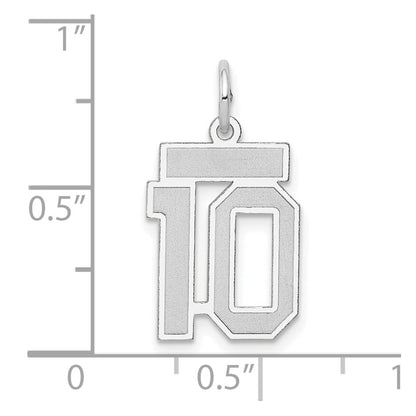 14k White Goldw Small Satin Number 10 Charm