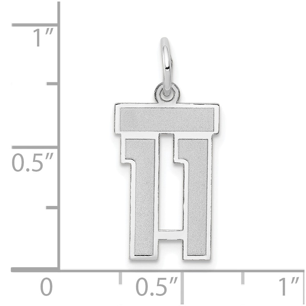 14k White Goldw Small Satin Number 11 Charm