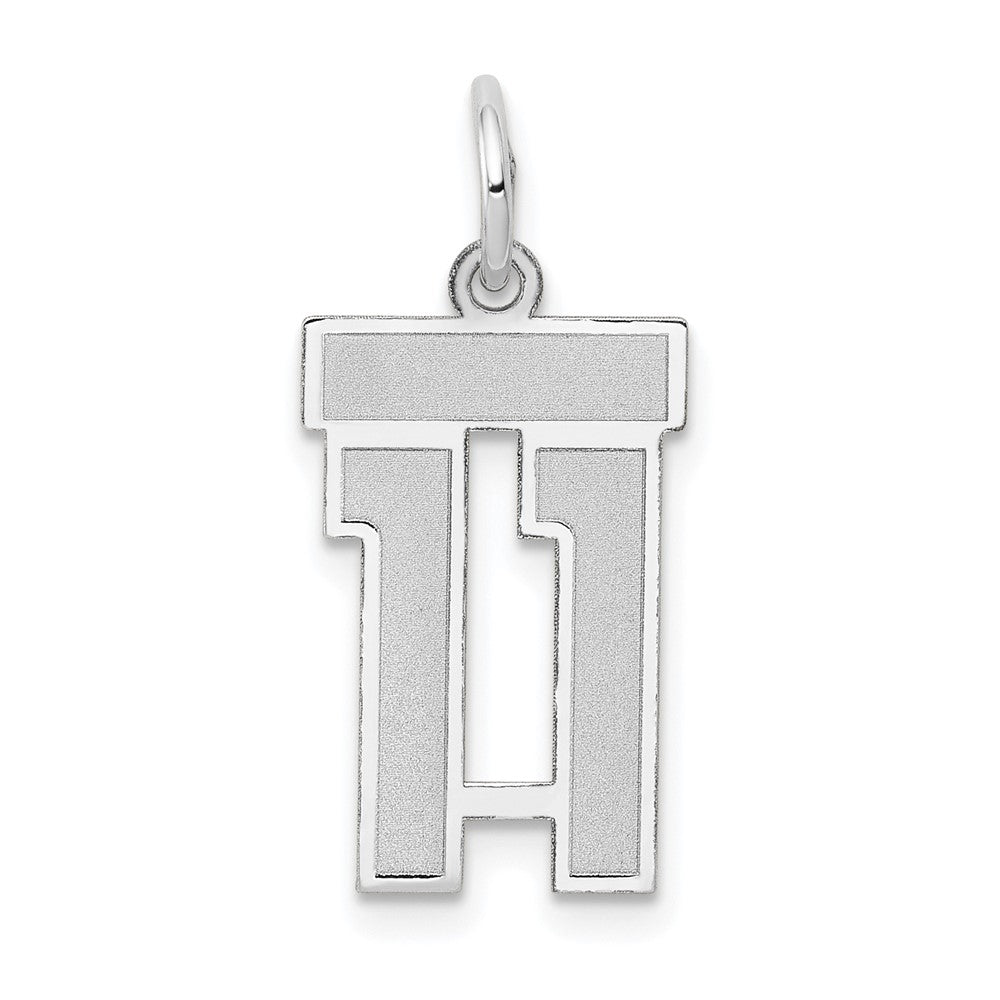 14k White Goldw Small Satin Number 11 Charm