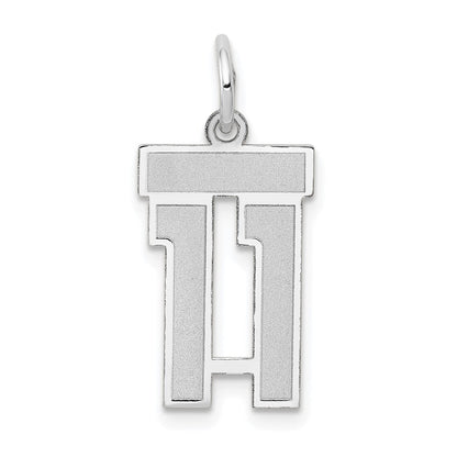 14k White Goldw Small Satin Number 11 Charm