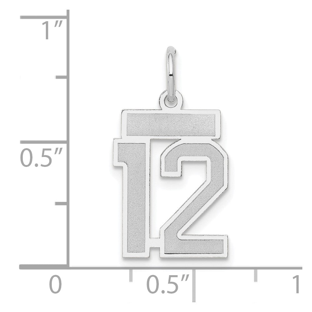 14k White Goldw Small Satin Number 12 Charm