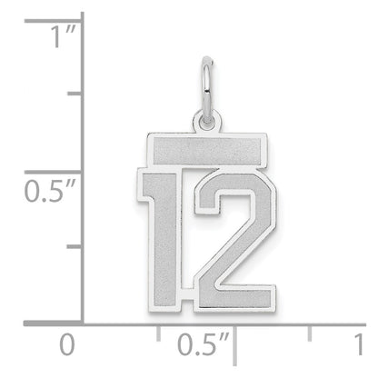 14k White Goldw Small Satin Number 12 Charm