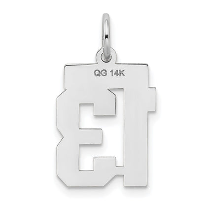 14k White Goldw Small Satin Number 13 Charm