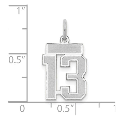 14k White Goldw Small Satin Number 13 Charm