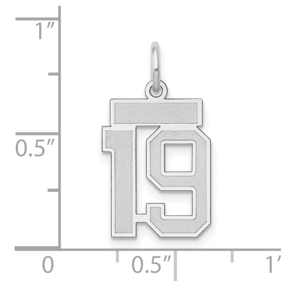 14k White Goldw Small Satin Number 19 Charm