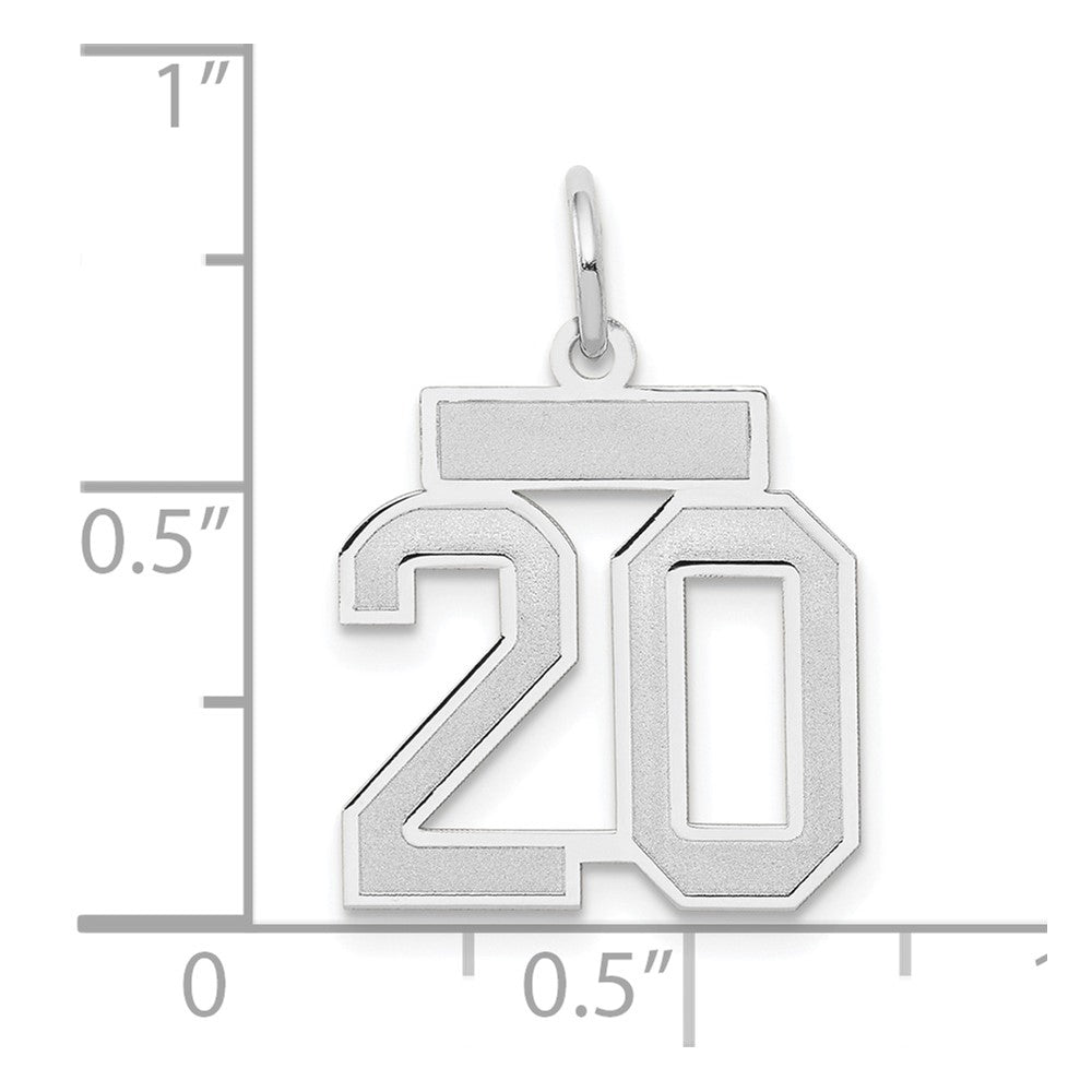 14k White Goldw Small Satin Number 20 Charm